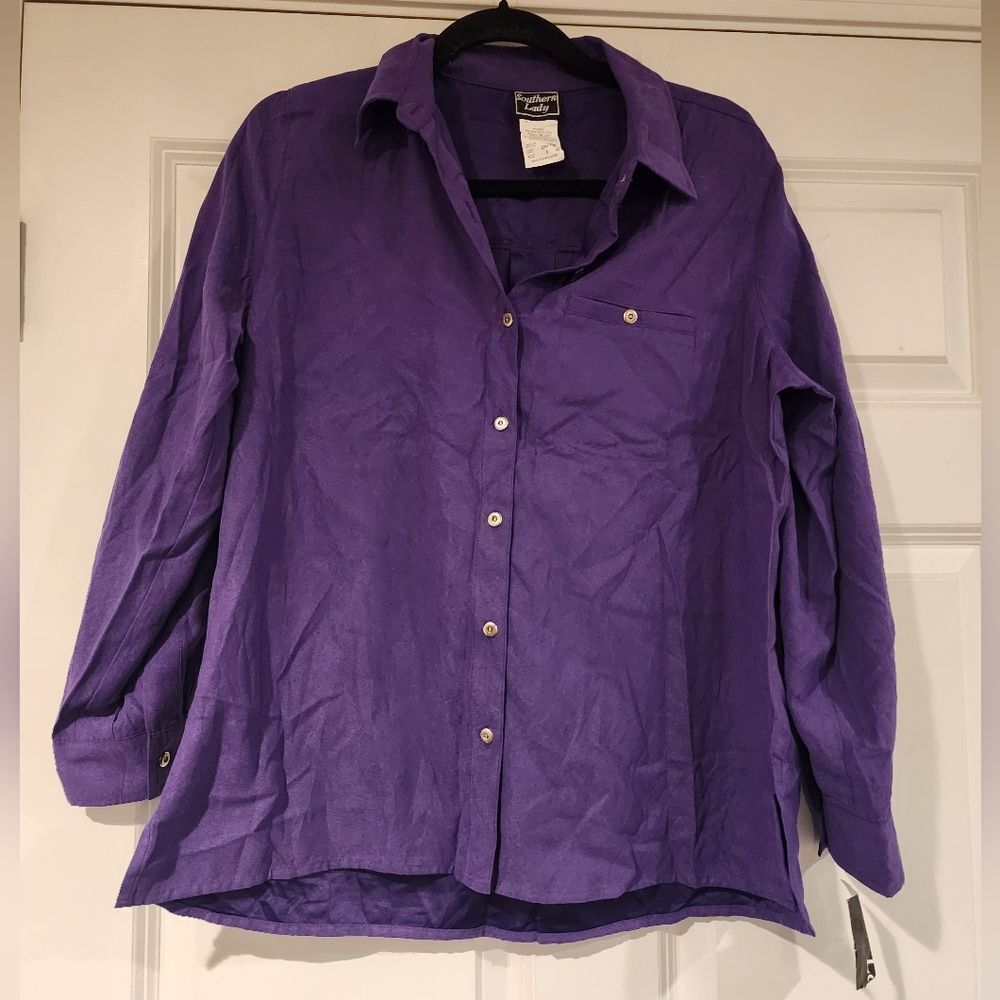 NWT Southern Lady purple button up blouse S